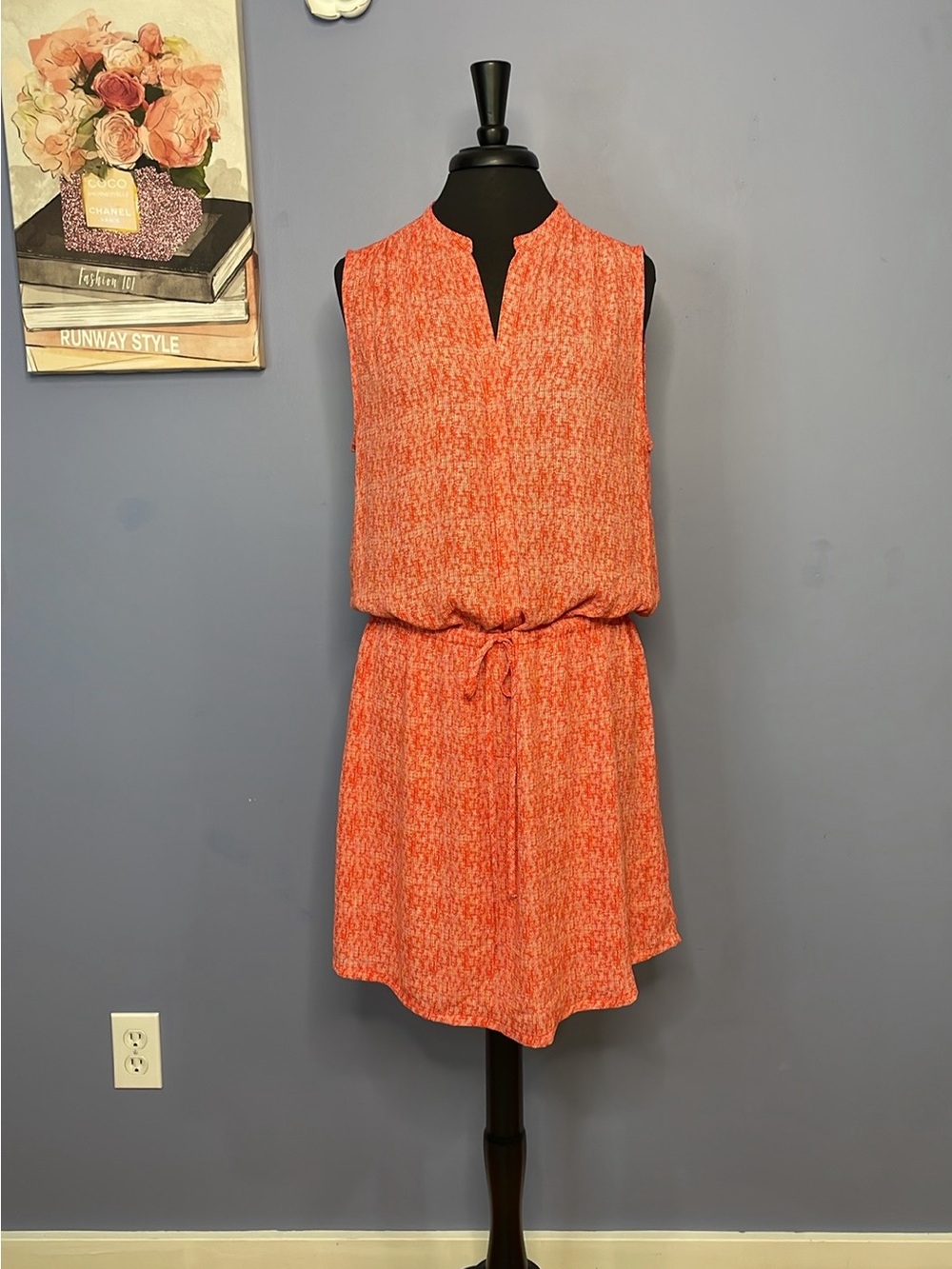 Hilary Radley Pull Tie Waist Orange & White Women’s Dress Size 12